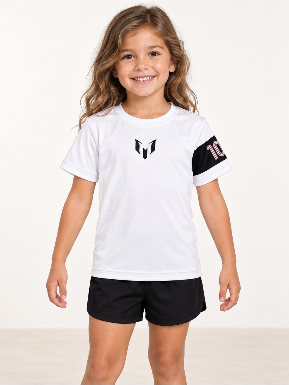Messi Collection Kids Size 6 White Black Pink No. 10 Soccer Shirt